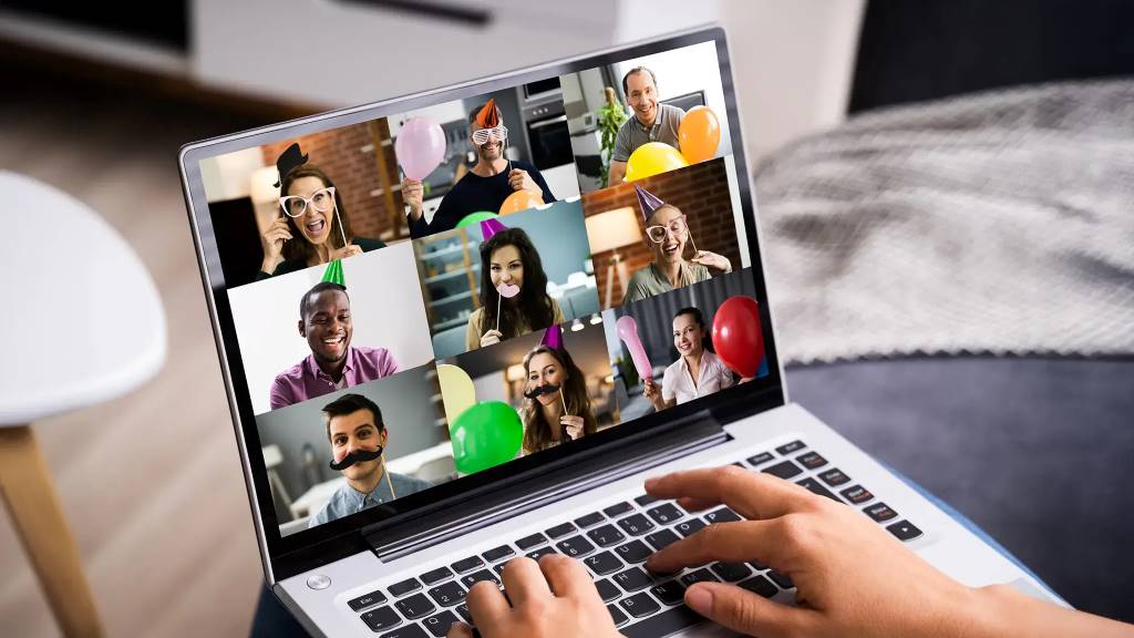 Virtual team builder event displayed on a computer screen.