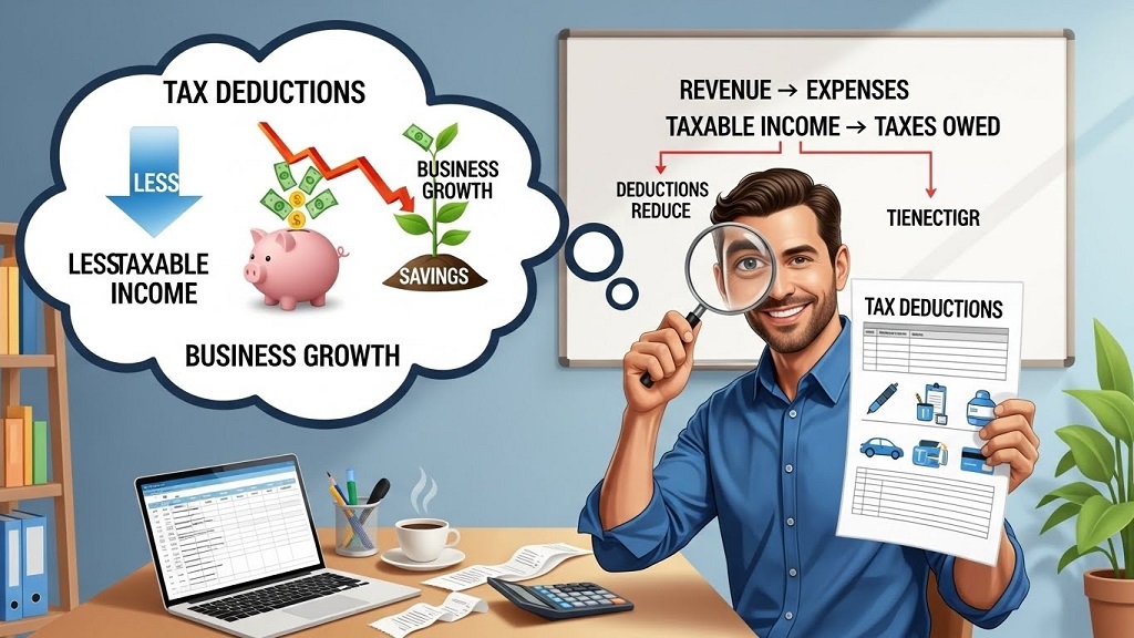 Calculator and financial documents showing allowable business expenses and tax write-offs for small businesses