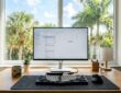 Budget ergonomic keyboard on a bright Florida office desk.